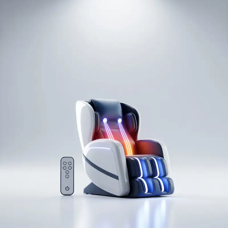 Zones de massage et chaleur lombaire sur un fauteuil releveur massant et chauffant