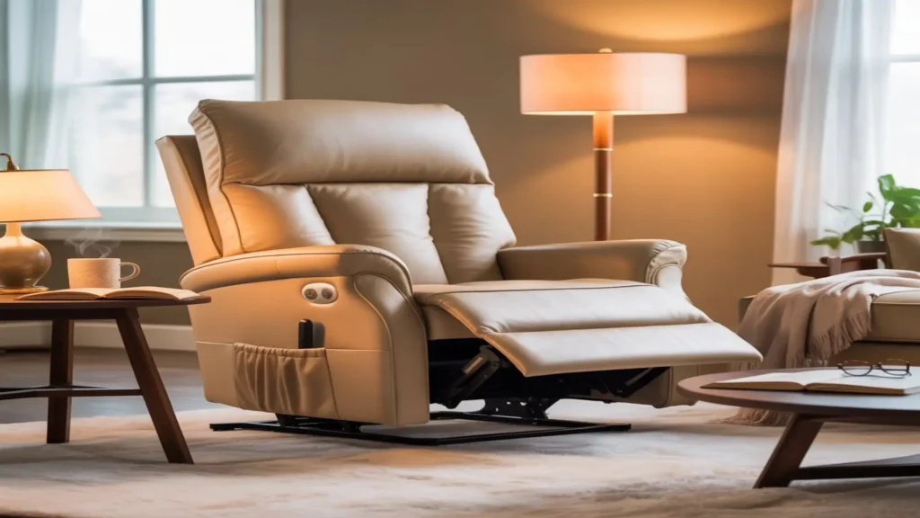 Fauteuil releveur pour senior dans un salon lumineux, symbolisant confort, autonomie et sécurité