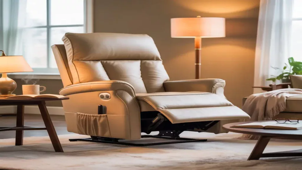 Fauteuil releveur pour senior dans un salon lumineux, symbolisant confort, autonomie et sécurité