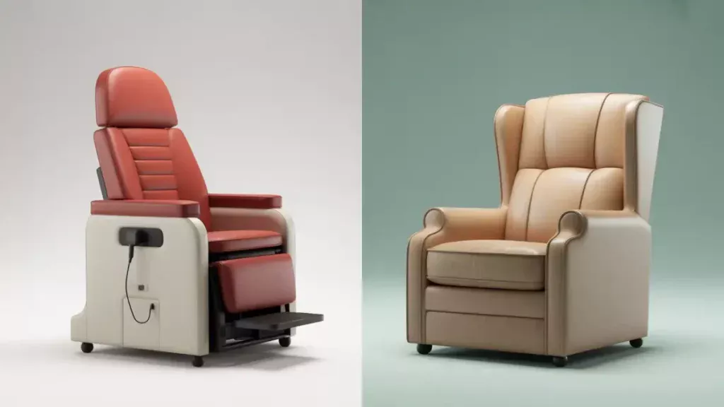 Fauteuil releveur médicalisé comparé à un fauteuil de confort pour le maintien à domicile