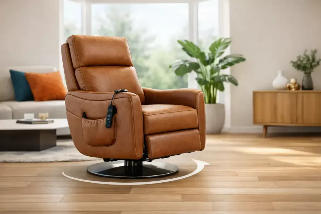 Fauteuil releveur pivotant (rotation) avec télécommande, intérieur moderne