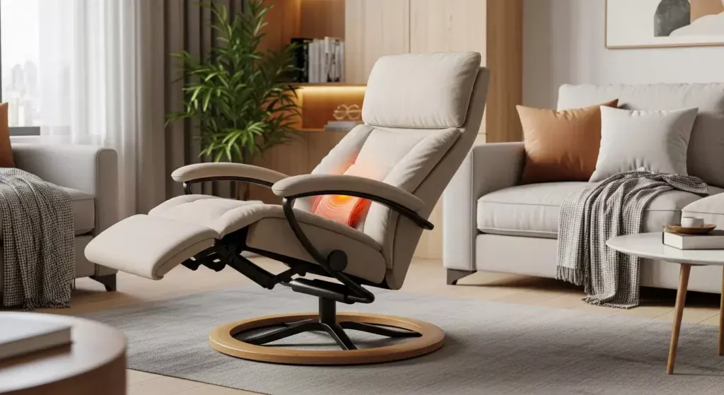 Fauteuil relax ergonomique pour mal de dos dans un salon moderne avec soutien lombaire